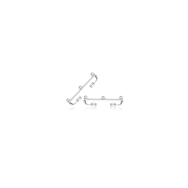 【BUBBLE TEA】Molly Pearl Diamond Ear Cuff 18K Gold (SINGLE)
