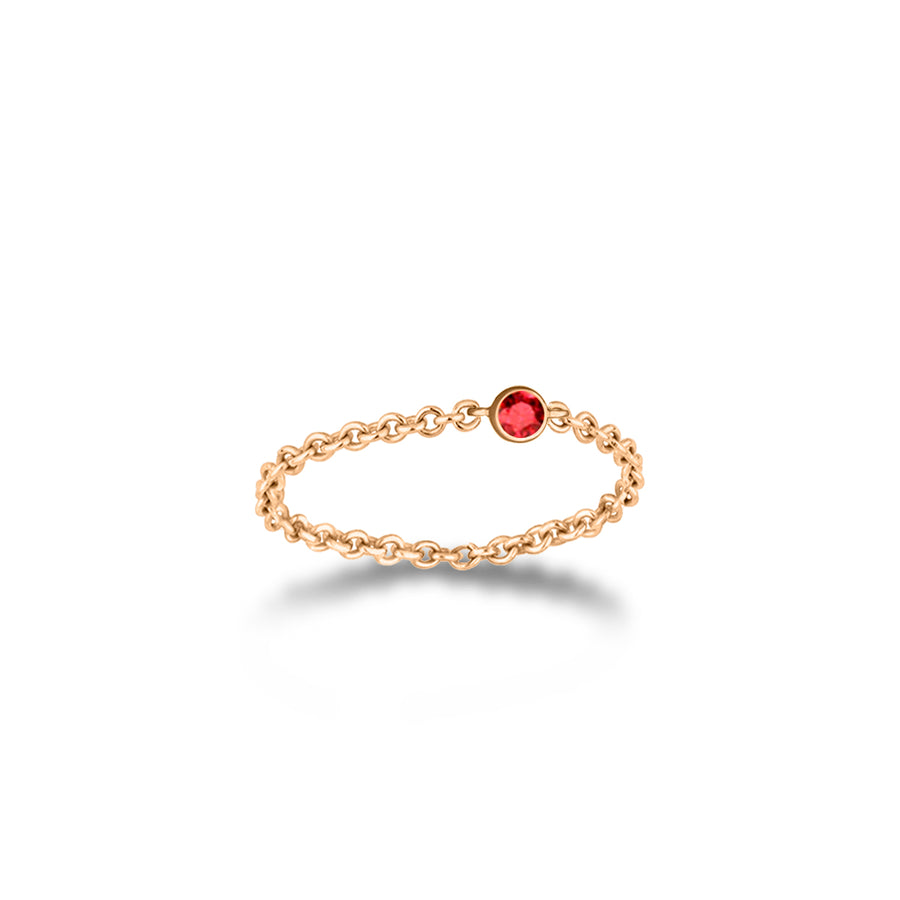 【TO ME, FROM ME.】Garnet Chain Ring 18K Gold Jan. Birthstone
