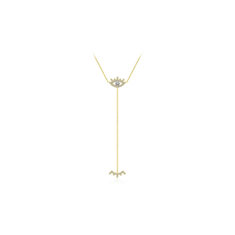 【LOVELY EYE LASHES】Dangle Diamond Necklace 18K Gold