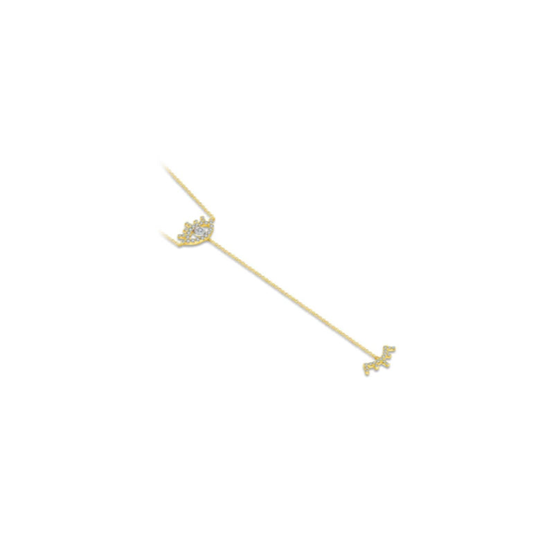 【LOVELY EYE LASHES】Dangle Diamond Necklace 18K Gold