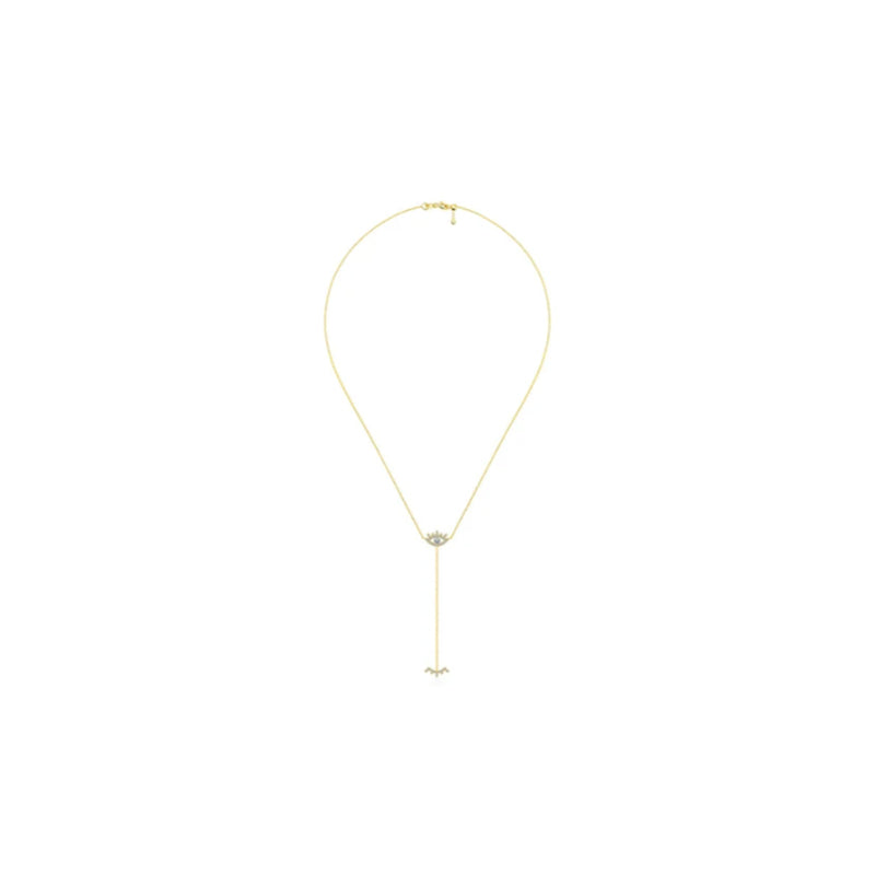 【LOVELY EYE LASHES】Dangle Diamond Necklace 18K Gold