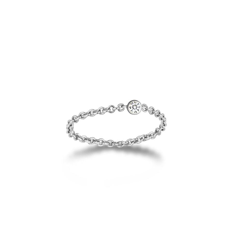 【TO ME, FROM ME】Diamond Chain Ring 18K Gold April Birthstone