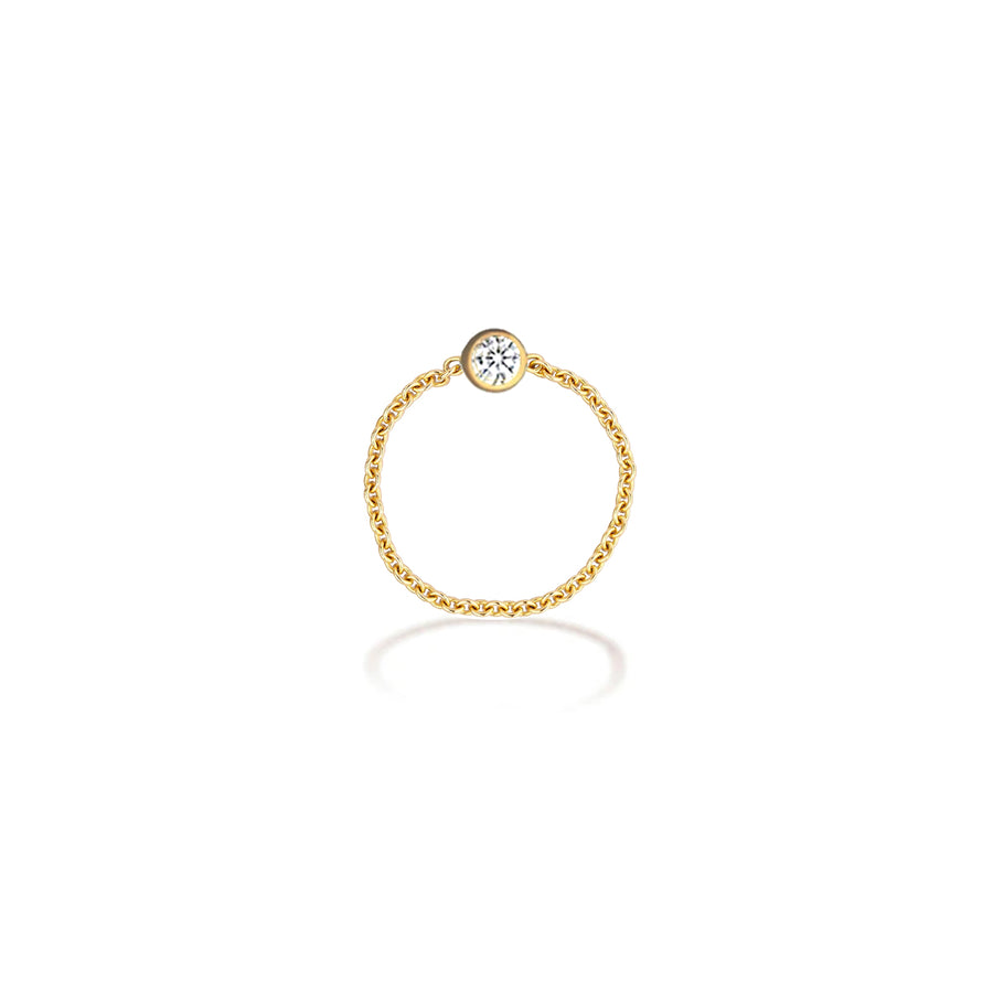 【TO ME, FROM ME】Diamond Chain Ring 18K Gold April Birthstone