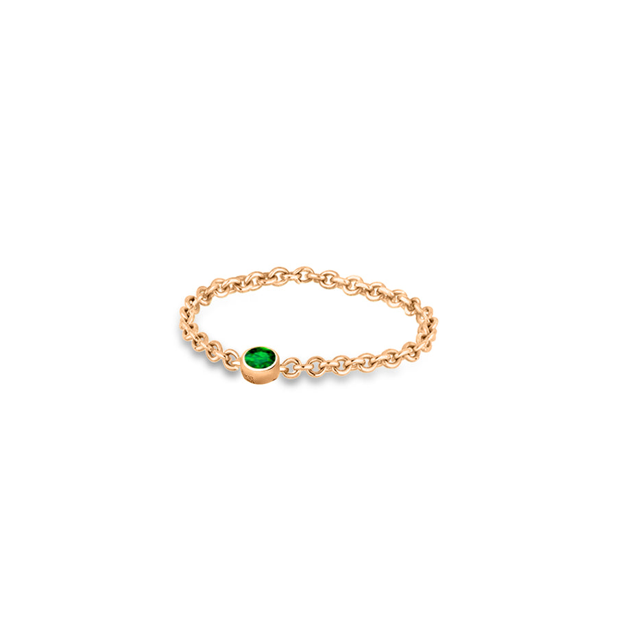 【TO ME, FROM ME.】Emerald Chain Ring 18K Gold May Birthstone