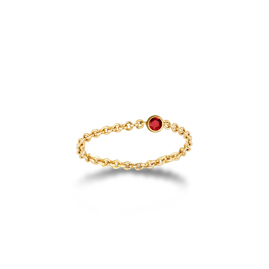 【TO ME, FROM ME】Ruby Chain Ring 18K Gold July Birthstone