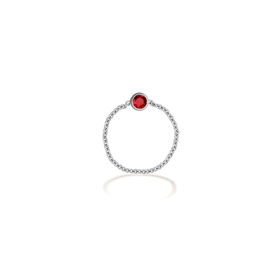 【TO ME, FROM ME】Ruby Chain Ring 18K Gold July Birthstone