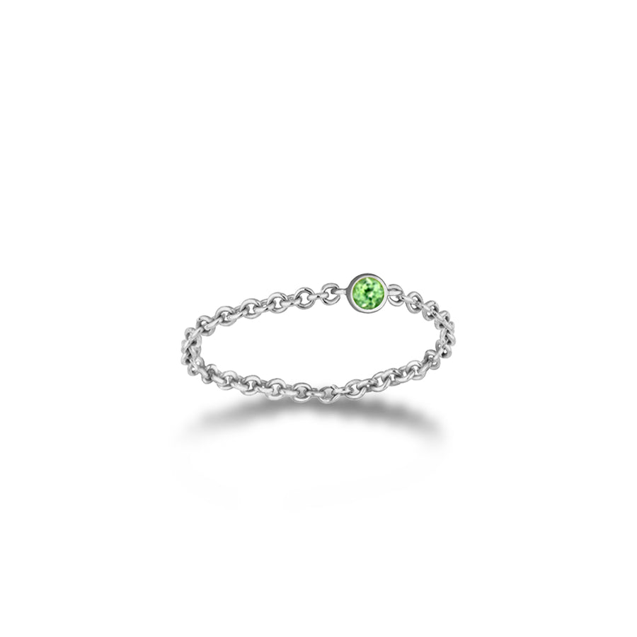 【TO ME, FROM ME】Peridot Chain Ring 18K Gold Aug. Birthstone