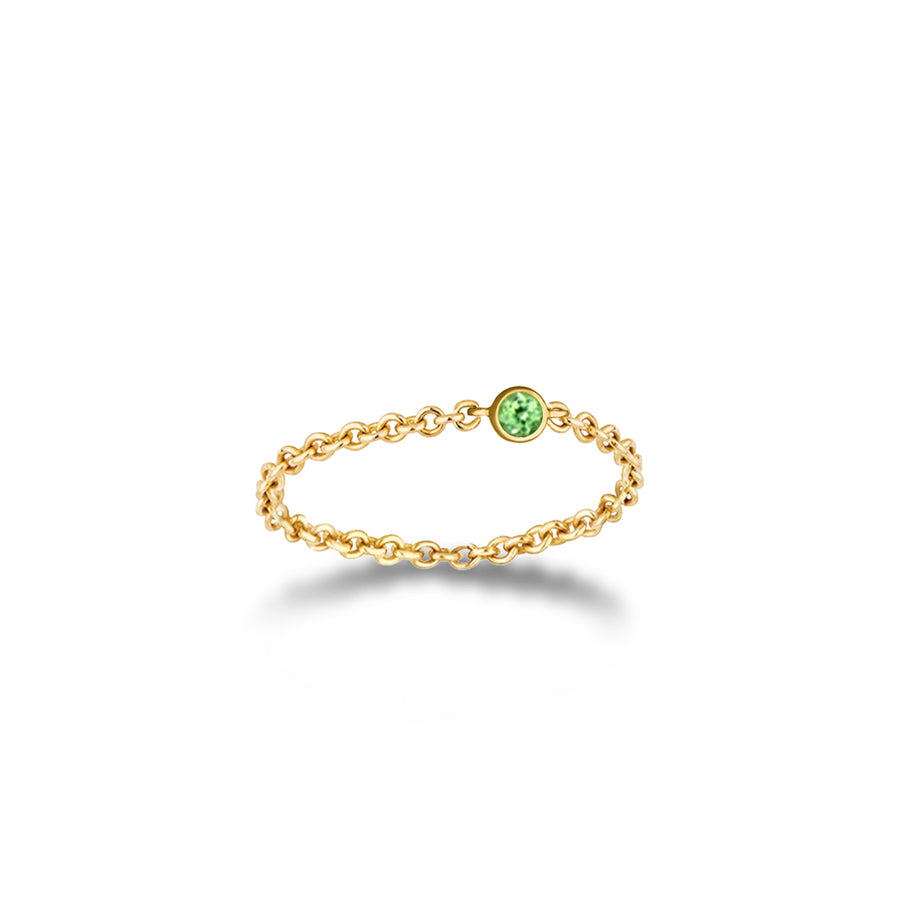 【TO ME, FROM ME】Peridot Chain Ring 18K Gold Aug. Birthstone