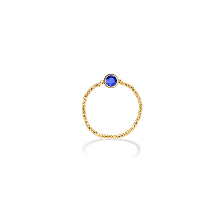 ·【TO ME, FROM ME】Sapphire Chain Ring 18K Gold Sep. Birthstone