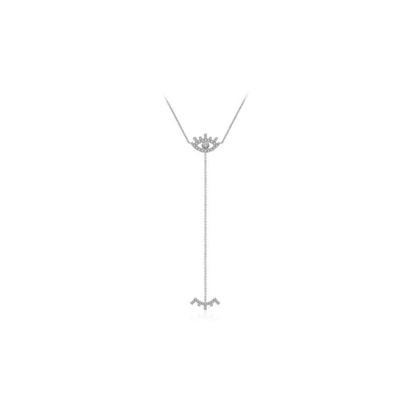 【LOVELY EYE LASHES】Dangle Diamond Necklace 18K Gold