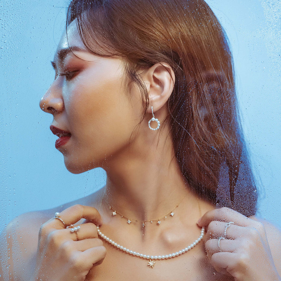 ·【BUBBLE TEA】Bourbon Pearl Necklace 18K Gold