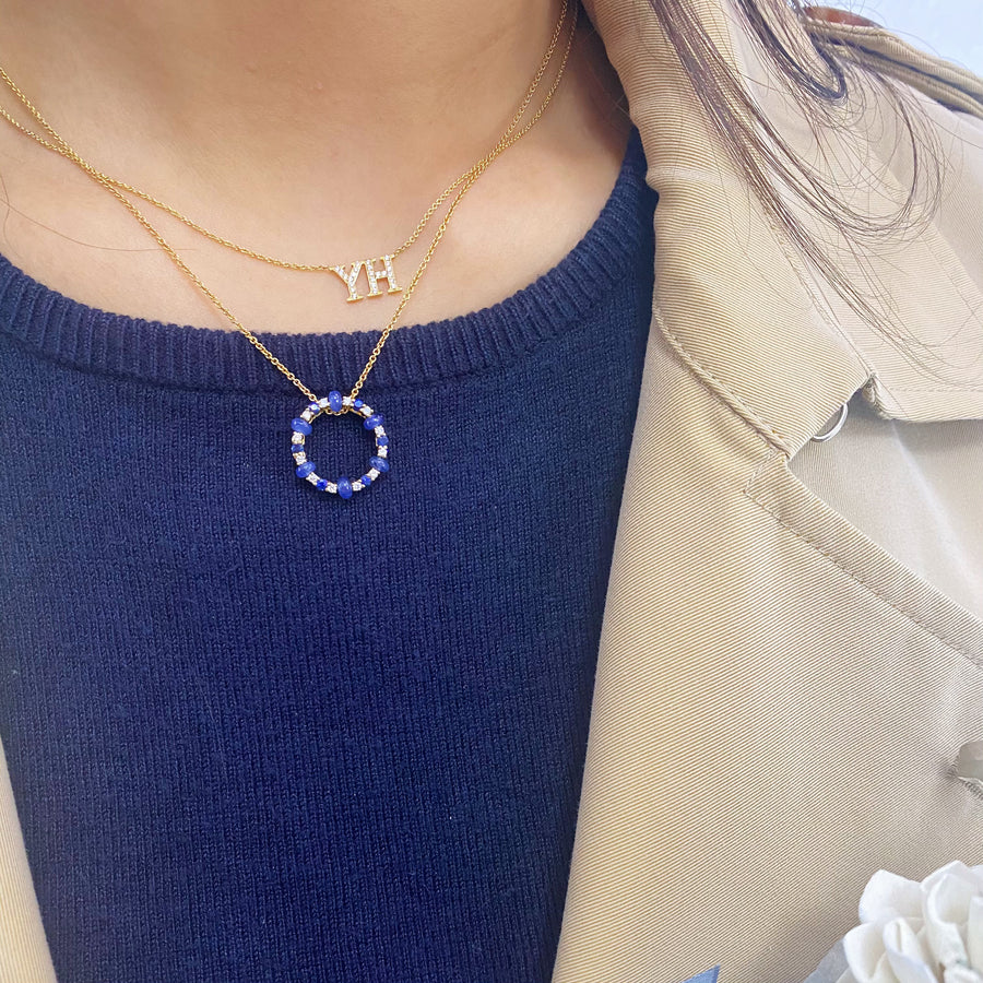 【HOLIDAY CHARM】 Diamond Sapphire Necklace 18K Gold