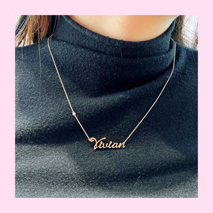 【Bespoke】Personalized Diamond Name Necklace 14K, 18K Solid Gold