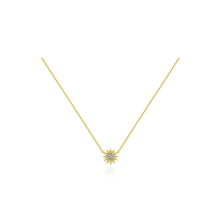 【YH GARDEN】SunFlower Diamond Necklace 18K Gold